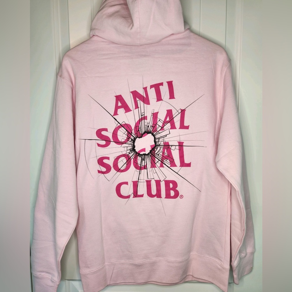 Anti Social Social Club-Theories- pink Shattered Glass Hoodie- Size Small- NWT